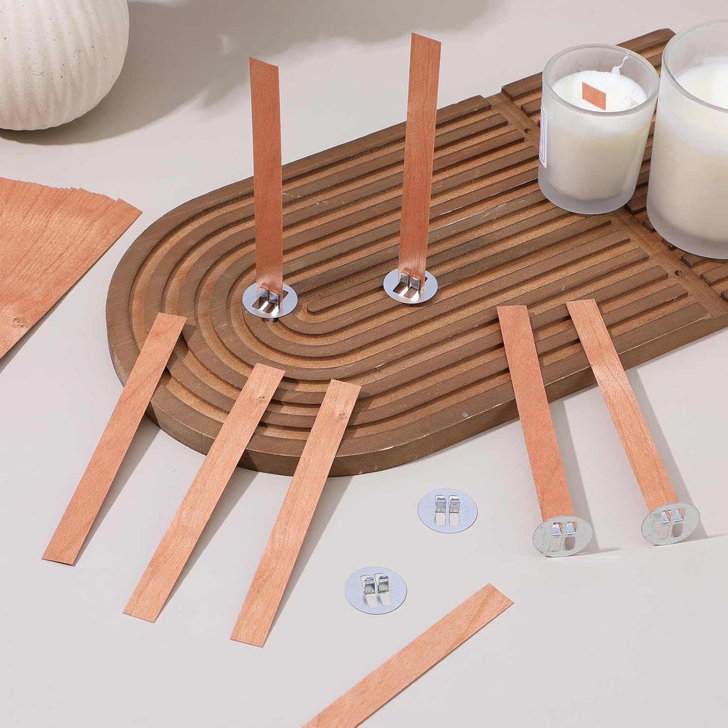Candle Making Wicks - 60 Stück Holzdochte für die Kerzenherstellung,